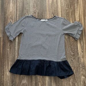 Anthropologie Navy and White Striped Top